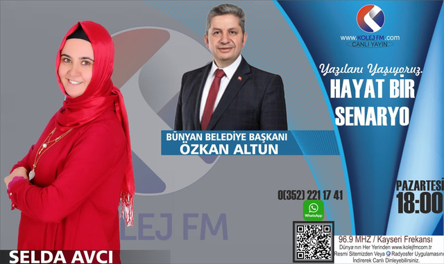 Başkan Özkan Altun, bu akşam 18:00'da KOLEJ FM'de canlı yayın konuğu olacak.