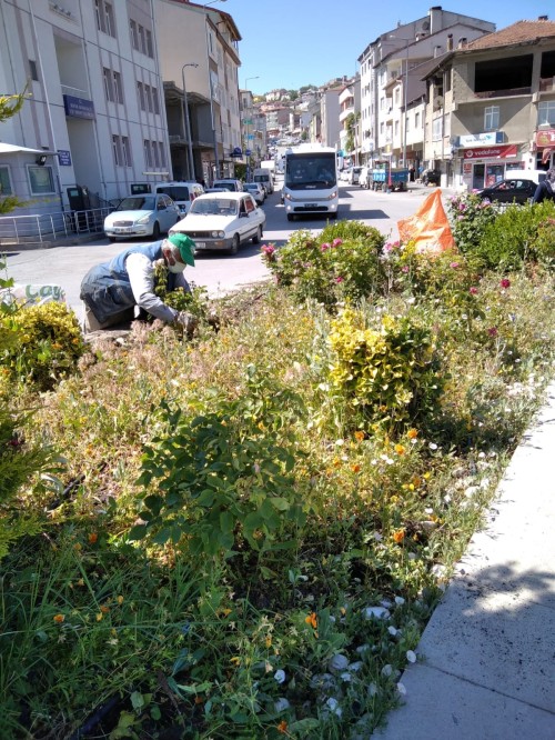İlçe genelinde bulunan caddelerde ve parklarımızda çevre düzenleme çalışmaları devam ediyor