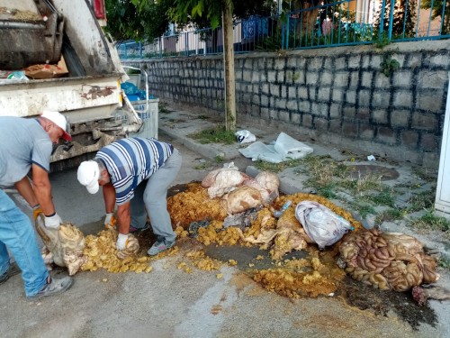 Kurban kesim alanlarında  temizlik ve hijyen çalışması gerçekleştirdi.